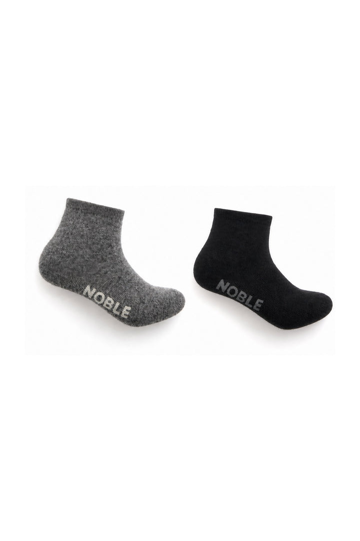 Noble Ankle Sock Duo - Black and Grey, one pair each colour