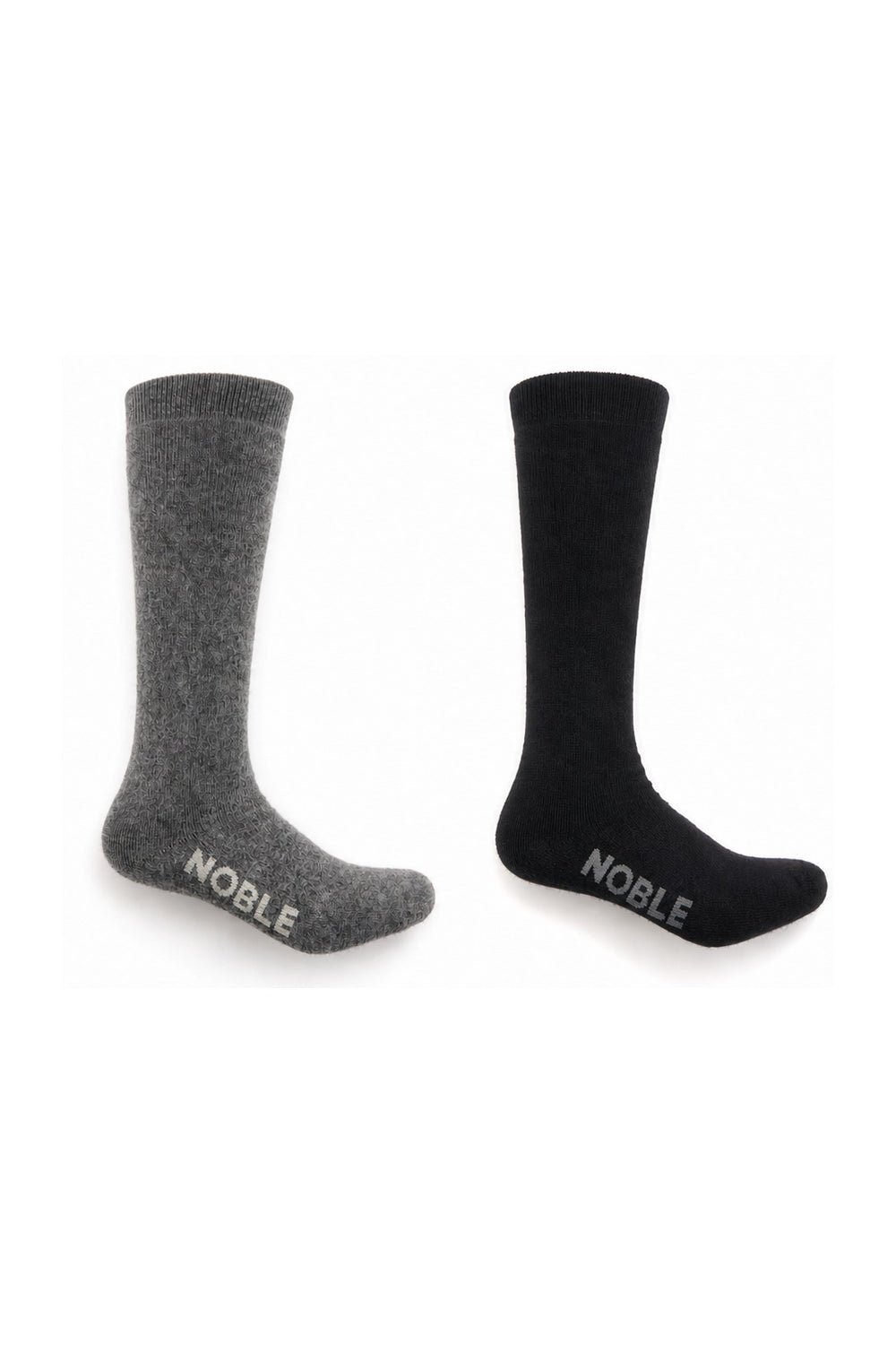 Noble Boot Sock Duo - Black and Grey, one pair each colour