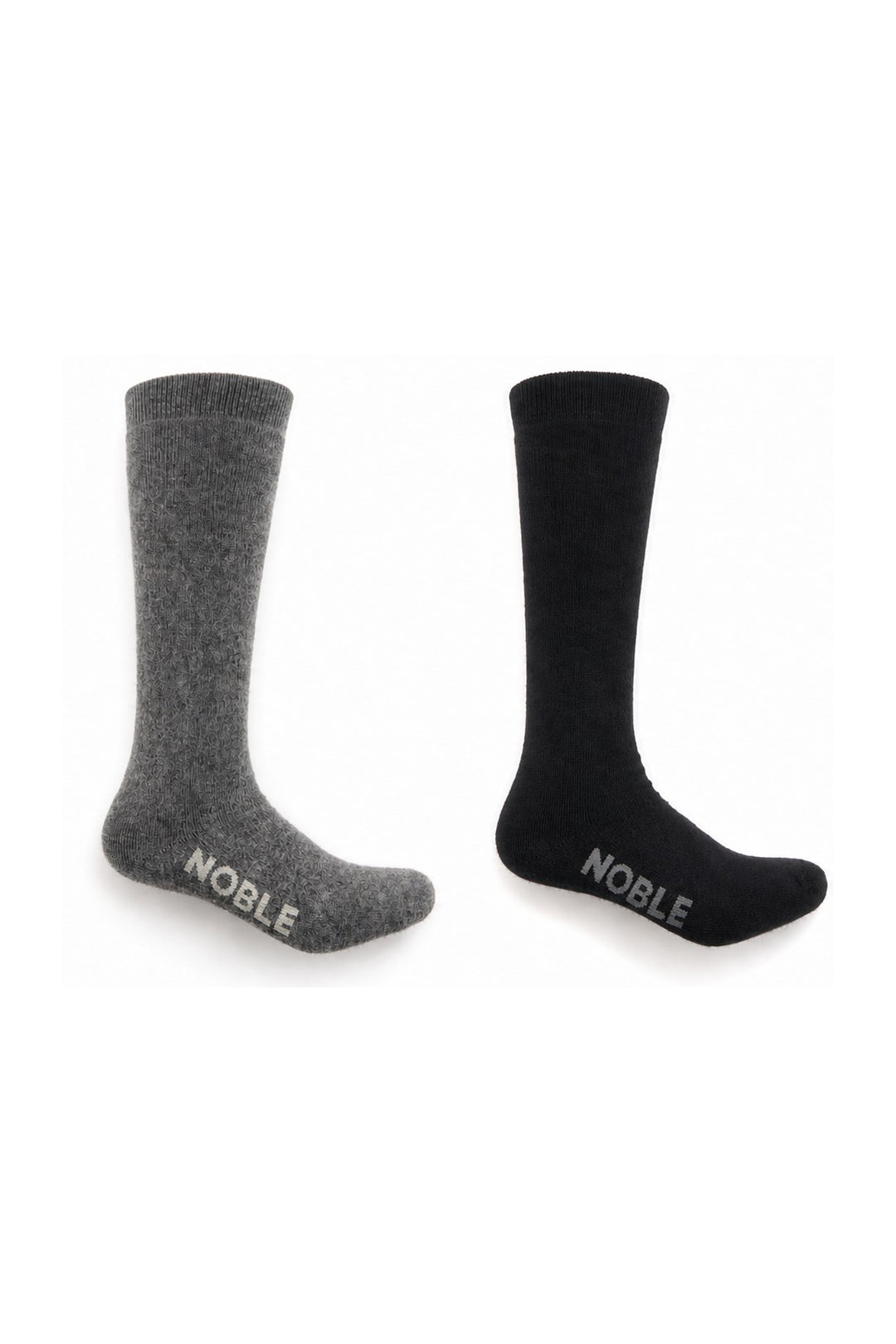 Noble Boot Sock Duo - Black and Grey, one pair each colour