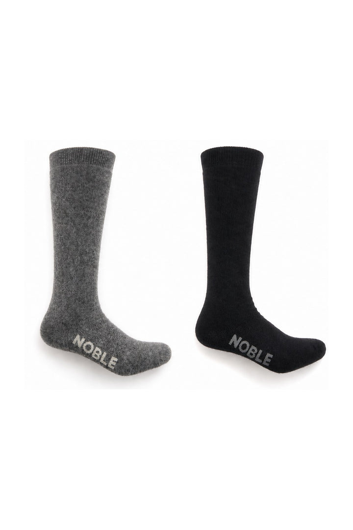 Noble Boot Sock Duo - Black and Grey, one pair each colour