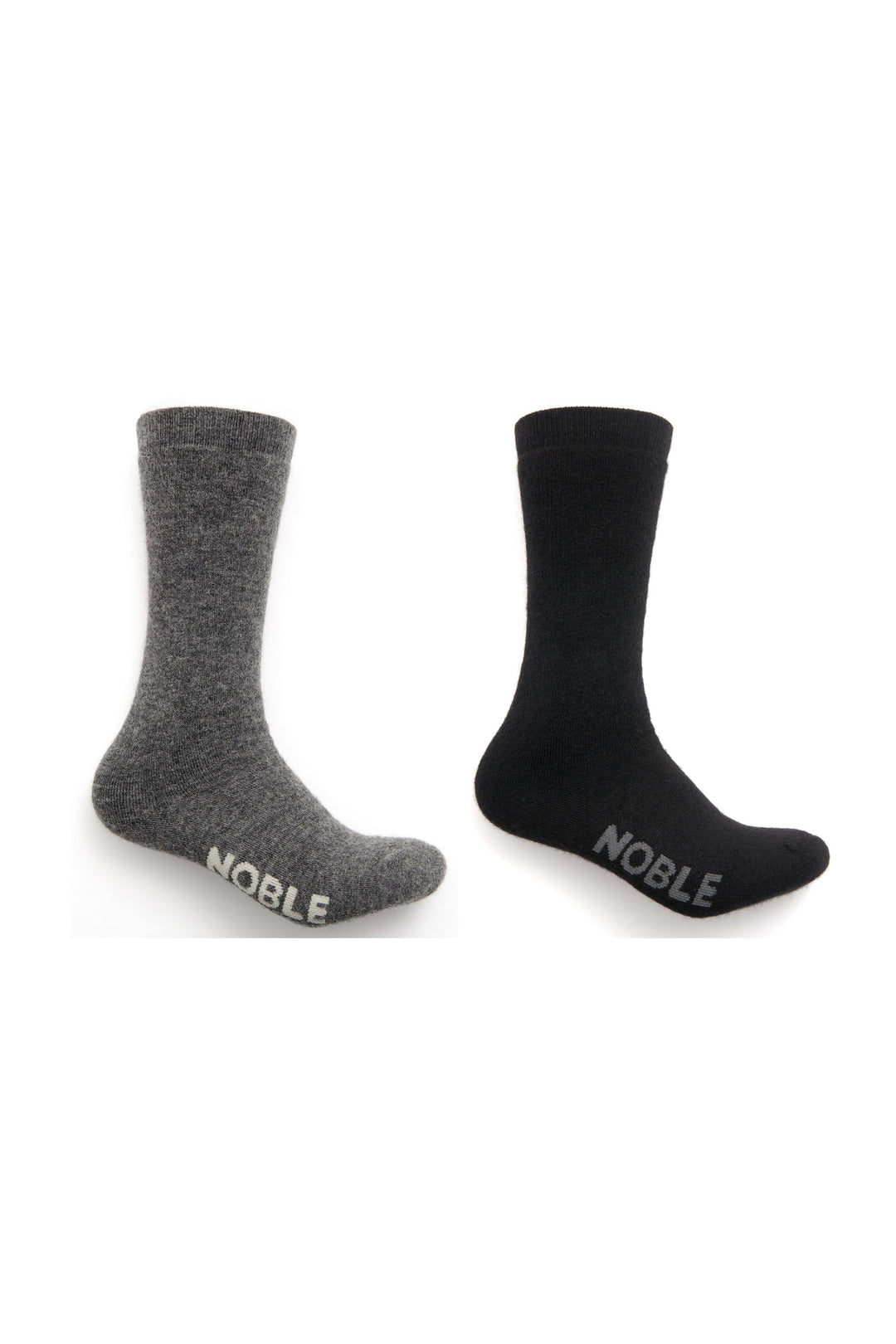 Noble Crew Sock Duo - Black and Grey, one pair each colour