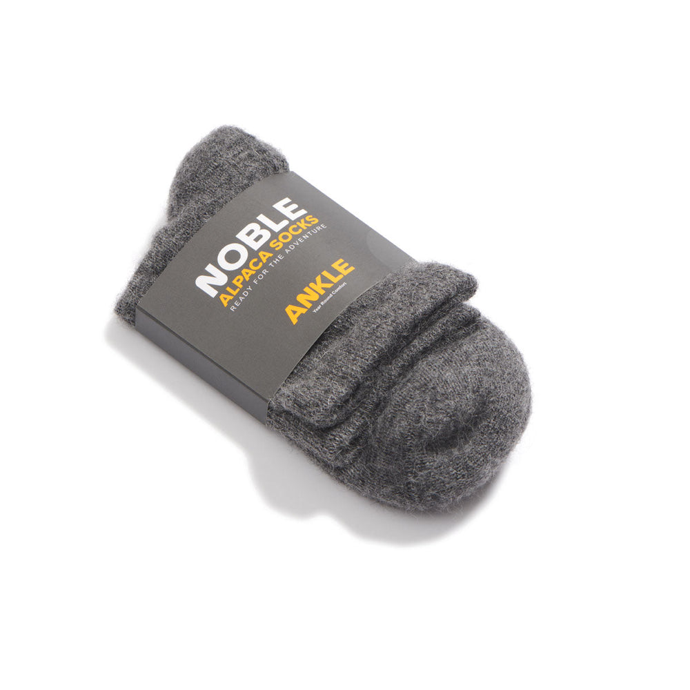 Noble Socks alpaca ankle sock - grey, packaged