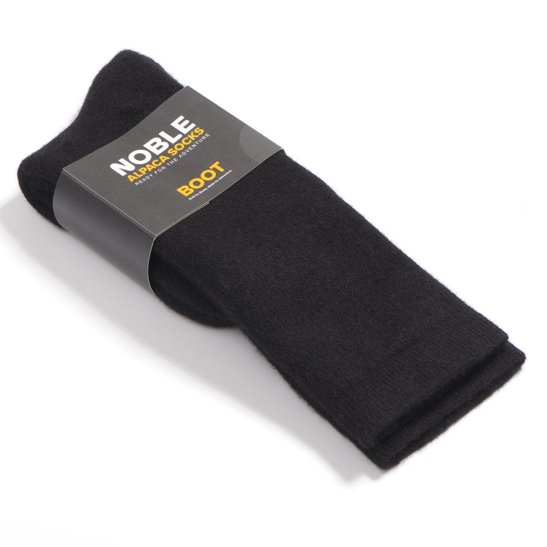 Noble Socks alpaca boot sock - black, packaged