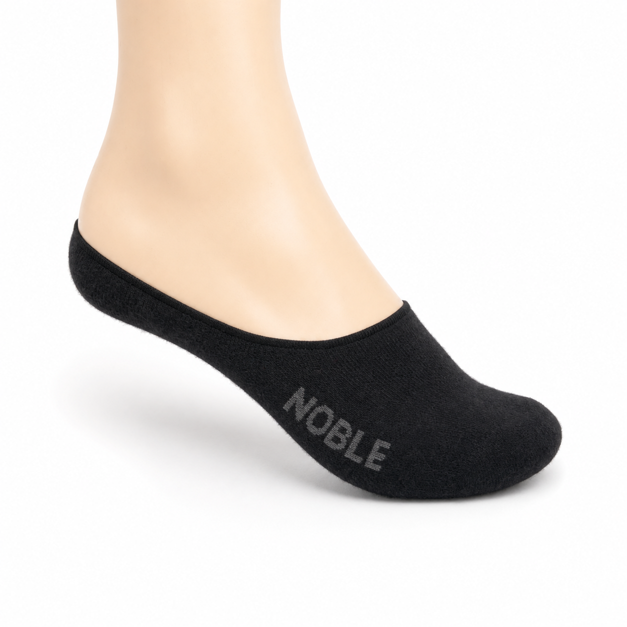 Noble Socks alpaca no-show sock - black, on foot