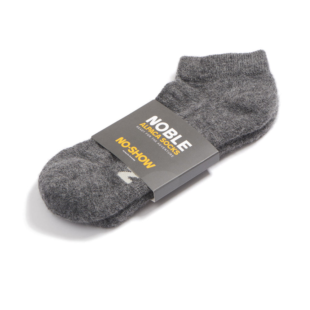 Noble Socks alpaca no-show sock - grey, packaged