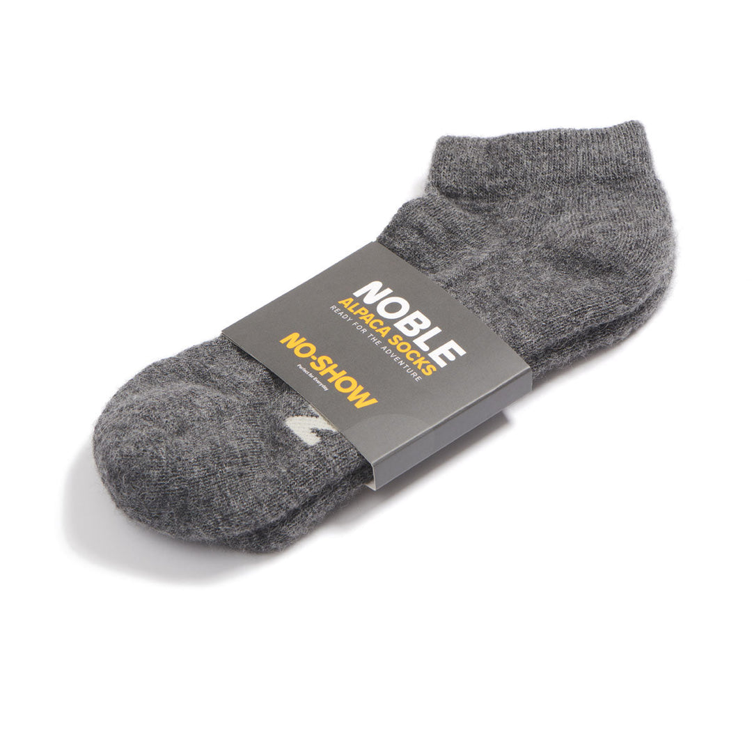 Noble Socks alpaca no-show sock - grey, packaged