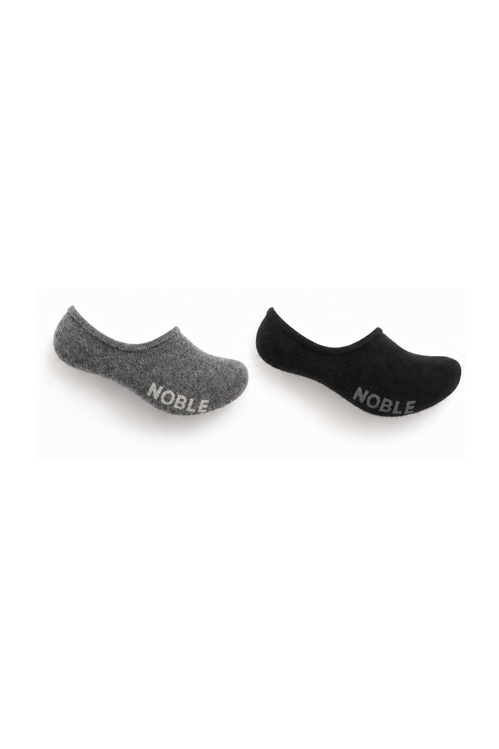 Noble No-Show Sock Duo - Black and Grey, one pair each colour