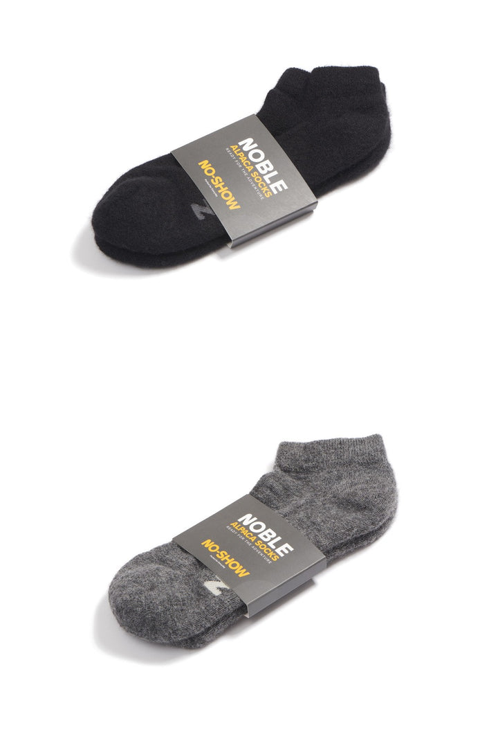 Noble No-Show Sock Duo — real photo, black + grey packaged